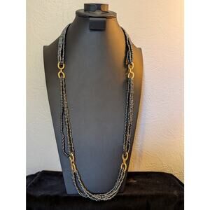 Louis Feraud Paris Doubled Over Two Strand Caviar Bead 1983 Vintage Necklace